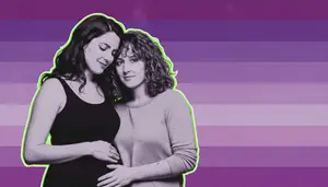 lesbian couple doing reciprocal ivf