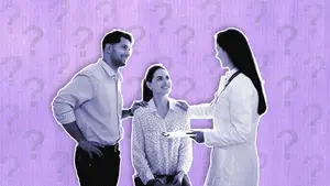 couple consulting with their reproductive endocrinologist about subfertility