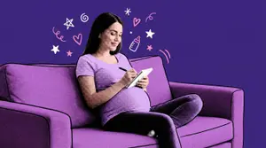 pregnant woman making her baby registry checklist