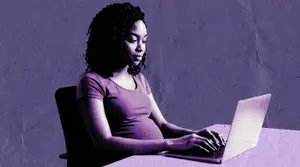 pregnant woman researching the cost of cord blood banking cost