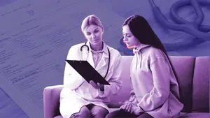 woman talking to her doctor about skene's glands