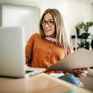 woman working at her computer