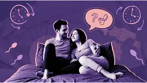 woman and man in bed, wondering whether to pee after sex wnen ttc