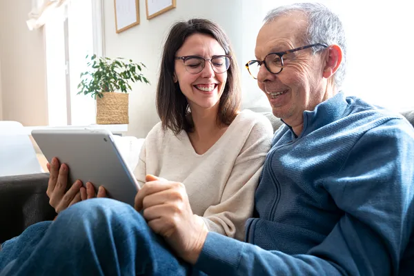 parents chatting online with their adult children