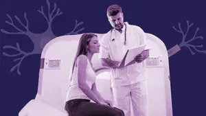 young woman being diagnosed with multiple sclerosis