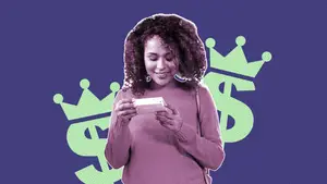 woman looking at a dollar store pregnancy test