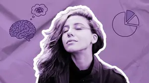 calm woman eyes closed wind in her hair