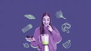 woman eating foods to shrink fibroids