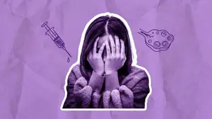 frustrated woman with her head in her hands
