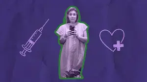 secondary infertility warrior ali prato taking a selfie in a hospital gown