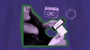 woman tracking her menstrual cycle with an app