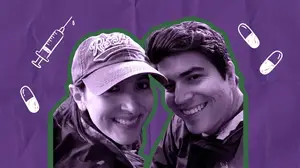 abby and sean mercado at a ball game