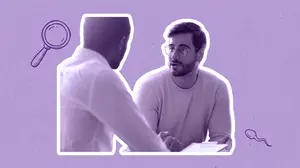 man discussing sperm count with his doctor