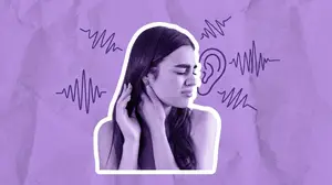 woman suffering from tinnitus