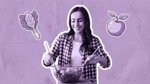 woman preparing a salad