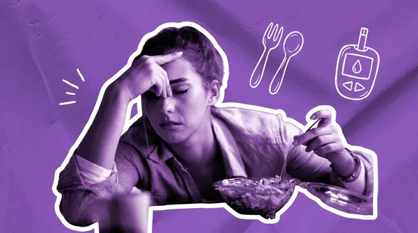 woman who is feeling sleepy while eating