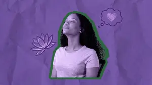 woman doing fertility meditation at her desk