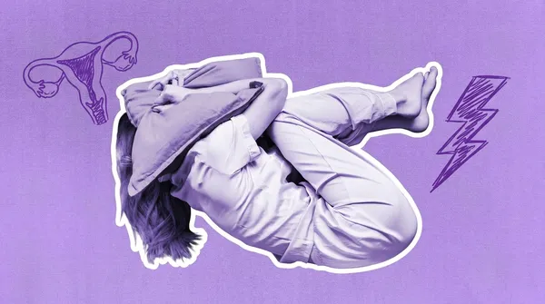 woman with endo pain in a fetal position