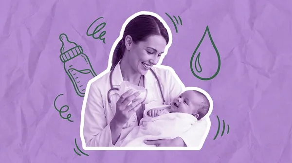 doctor holding a baby bottle