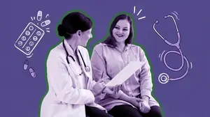 doctor talking with patient about birth control