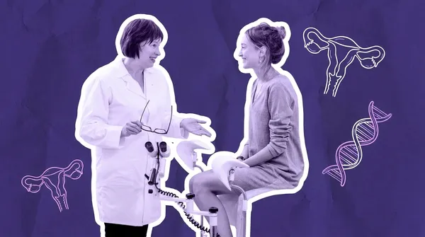 woman talking to doctor about endometrial biopsy before ivf
