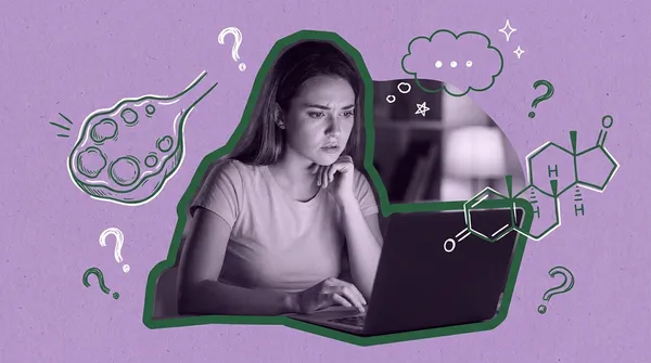 woman googling pcos symptoms