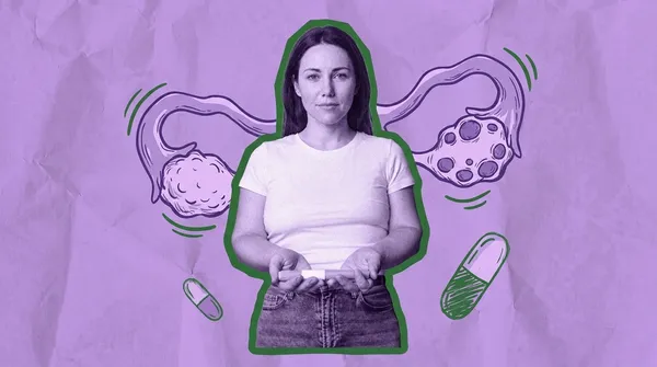 woman with pcos holding a semiglutide injectable