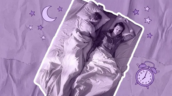 bird's eye view of a couple sleeping in bed
