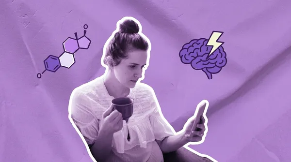 woman googling "anxiety" on her phone