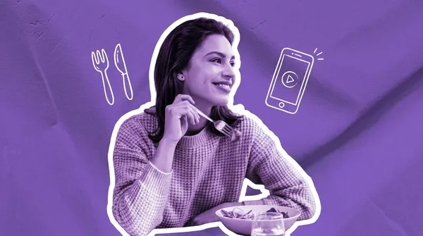 woman eating a salad