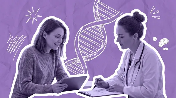 woman discussing genetic testing with her doctor