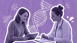 woman discussing genetic testing with her doctor